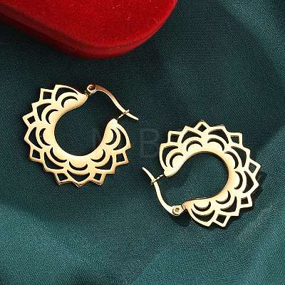 304 Stainless Steel Flower Stud Earrings for Women EJEW-Q009-03B-G-1