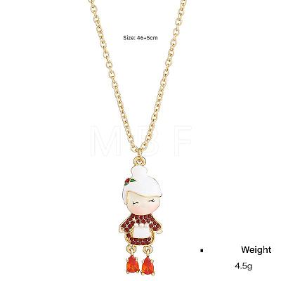 Christmas Alloy Enamel with Rhinestone Red Pendant Necklaces for Women FS-WGC0976-02-1