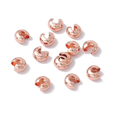 Brass Crimp Beads Covers X-KK-P219-05D-RG-1