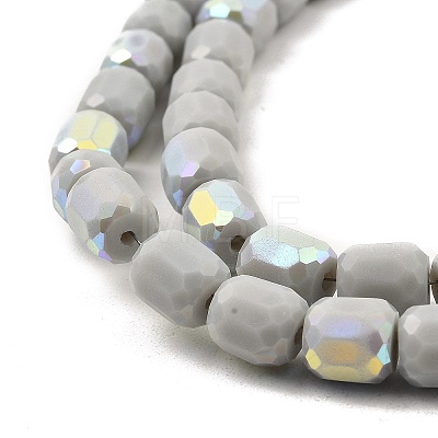 Frosted Imitation Jade Glass Beads Strands GLAA-P058-08A-1