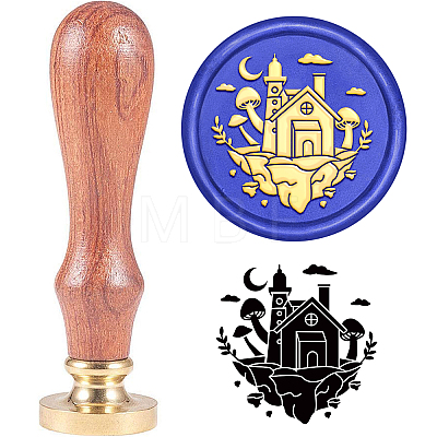 Brass Wax Seal Stamp with Handle AJEW-WH0184-0303-1