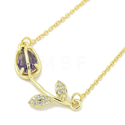 Brass Micro Pave Clear Cubic Zirconia Pendant Necklaces NJEW-Z032-01B-1