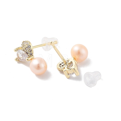 Natural Pearl Dangle Stud Earrings EJEW-P256-59G-1