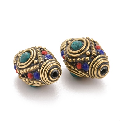 Handmade Tibetan Style Brass Beads TIBEB-K032-02-1