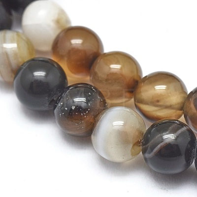 Natural Striped Agate/Banded Agate Beads Strands G-I254-03A-01-1