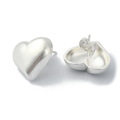 Heart Brass Stud Earrings EJEW-D098-07S-1