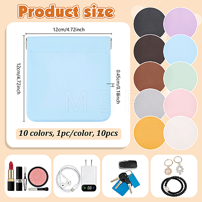 10Pcs 10 Colors Imitation Leather Shrapnel Change Purse ABAG-PB0001-02-1