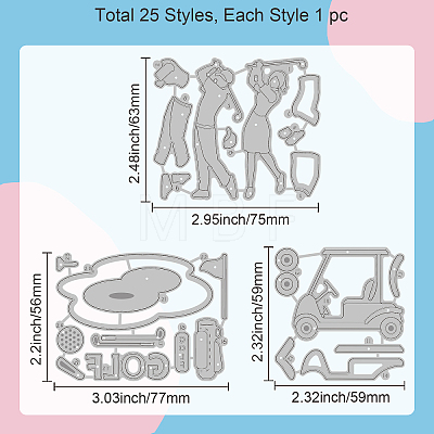 Golf Theme Carbon Steel Cutting Dies Stencils DIY-WH0309-1318-1