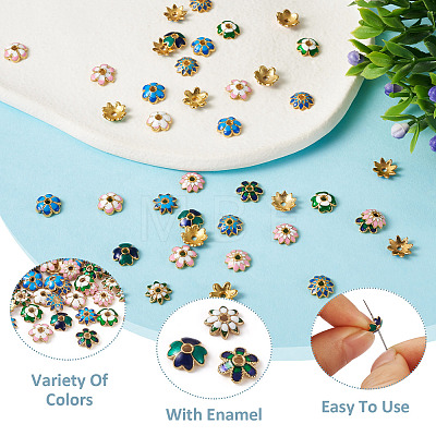 60Pcs 10 Style Alloy Enamel Bead Caps FIND-YS0001-16-1
