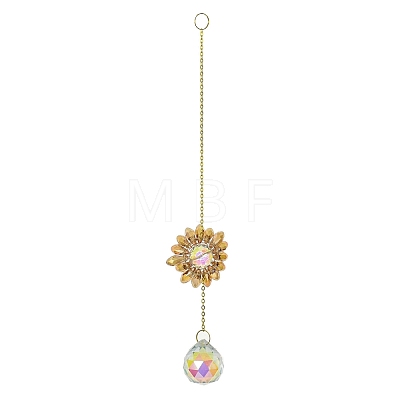 Glass Flower Hanging Suncatchers HJEW-P018-F01-1