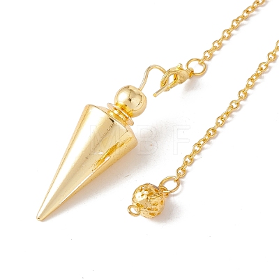 Rack Plating Brass Cable Chain Cone Dowsing Pendulums HJEW-G016-01G-1