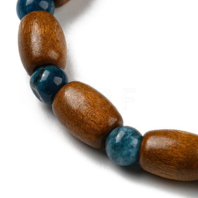 6Pcs 6 Style Natural Stone & Wood Beads Stretch Bracelets Set BJEW-SZ0001-86-1