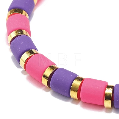 5Pcs 5 Colors Column Polymer Clay Stretch Beaded Bracelets BJEW-JB08765-1