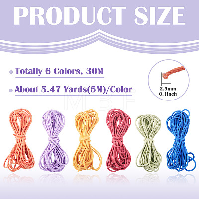 30M 6 Colors Polyester Elastic Cords EC-TA0001-07B-1
