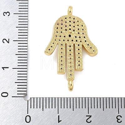 Rack Plating Brass Micro Pave Clear Cubic Zirconia Palm Connector Charms KK-A234-049G-1