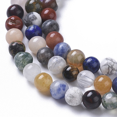 Natural Mixed Gemstone Beads Strands G-F668-08-4mm-1