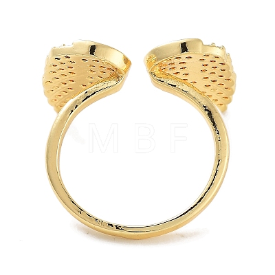 Wing Rack Plating Brass Micro Pave Cubic Zirconia Open Cuff Rings for Women RJEW-Z059-07G-1