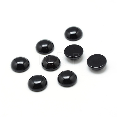 Dyed & Heated Natural  Black Agate Gemstone Cabochons G-T020-16mm-11-1