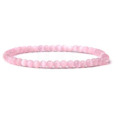 4mm Round Cat Eye Beads Bracelet for Men LS-KG3069-7-1