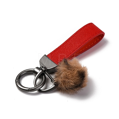 Plush & Imitation Leather Keychain KEYC-K023-01B-01-1