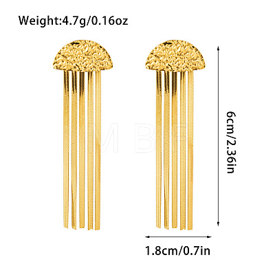 Textured 304 Stainless Steel Tassel Stud Earrings WG495DA-01-1