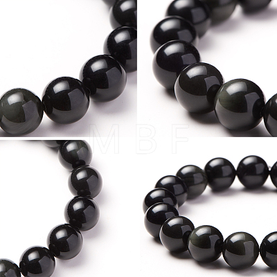 SUNNYCLUE Natural Obsidian Round Beads Stretch Bracelets BJEW-PH0001-10mm-11-1