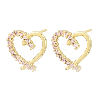 Brass Micro Pave Cubic Zirconia Stud Earrings CU-CBACDF6-02G-1