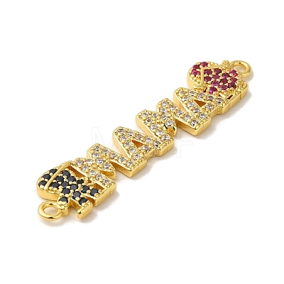 Rack Plating Brass Micro Pave Colorful Cubic Zirconia Connector Charms KK-K377-82G-1