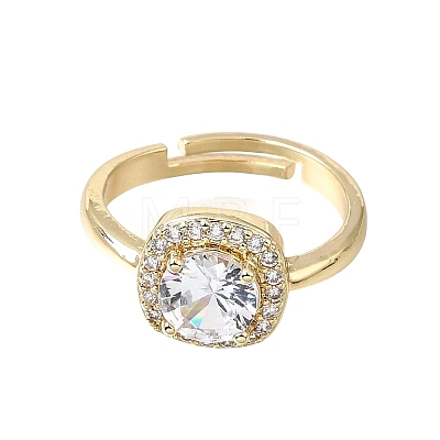 Brass Micro Pave Clear Cubic Zirconia Cuff Open Rings CU-CBA5C10-12G-1
