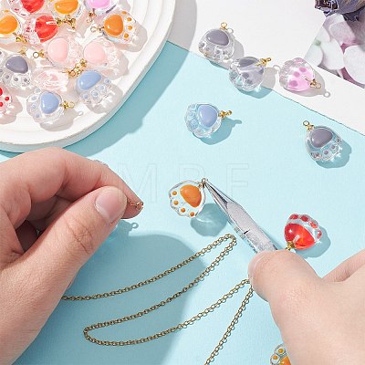 30Pcs 6 Colors Transparent Glass Pendants GLAA-CJ0002-17-1