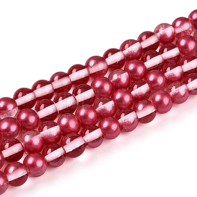 Baking Paint Transparent Glass Beads Strands DGLA-N011-6mm-06-1