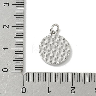 Brass Pave Natural Shell Flat Round with Letter Charms KK-Z115-13P-U-1