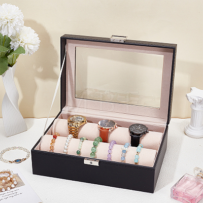 PU Leather Watch Organizer Display Cases CON-WH0086-231-1