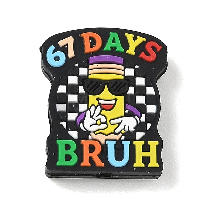 Number 6 7 Theme Cartoon Silicone Beads SIL-E013-02F-1