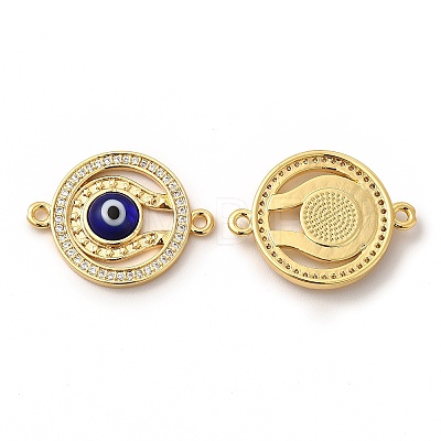 Rack Plating Real 18K Gold Plated Brass Micro Pave Clear Cubic Zirconia Connector Charms ZIRC-L102-03G-02-1