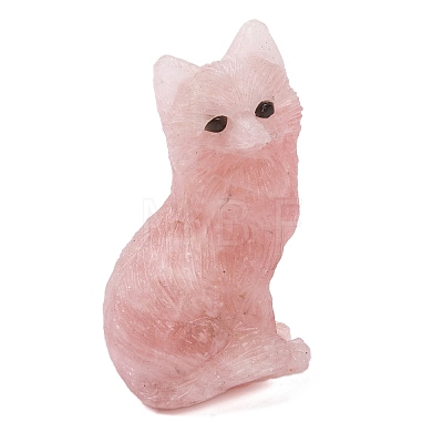 Natural Rose Quartz Carved Fox Figurines Statues for Home Office Desktop Feng Shui Ornament G-Q172-14A-1