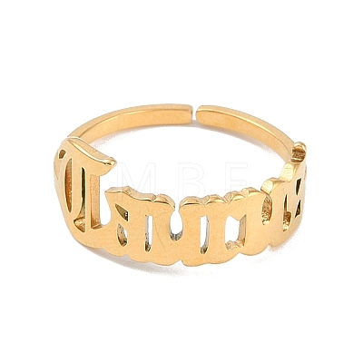 Ion Plating(IP) 304 Stainless Steel Constellation Open Cuff Ring for Women RJEW-C097-01G-03-1