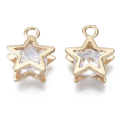 Brass Micro Cubic Zirconia Charms X-KK-N235-034A-1