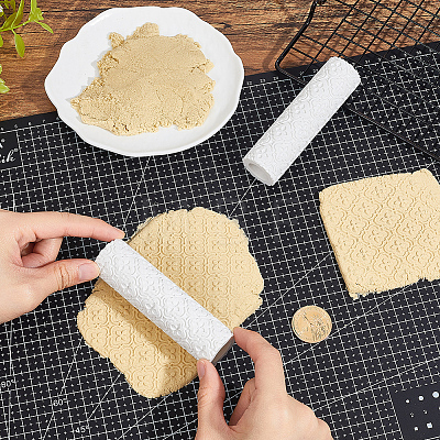 PLA Flower Pattern Clay Texture Roller FIND-WH0367-46-1