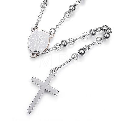 304 Stainless Steel Rosary Bead Necklaces NJEW-D285-42P-1
