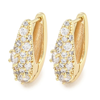 Brass Micro Pave Clear Cubic Zirconia Hoop Earrings for Women EJEW-S228-04G-1