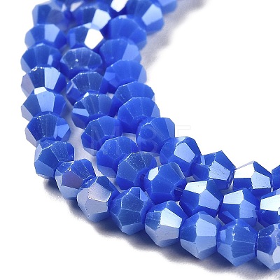 Opaque Solid Color Electroplate Glass Beads Strands EGLA-A039-P4mm-B11-1