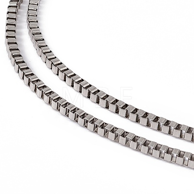 201 Stainless Steel Box Chain Necklace for Men Women NJEW-P268-A41-1X5-1