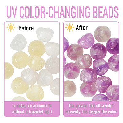 20Pcs 2 Colors Resin UV Reactive Beads RESI-TA0005-68-1