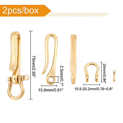   U-Shaped Brass Key Hook Shanckle Clasps KK-PH0004-97A-1