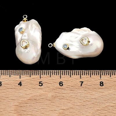Brass & Pearl Micro Pave Cubic Zirconia Pendants KK-H259-13D-G02-1