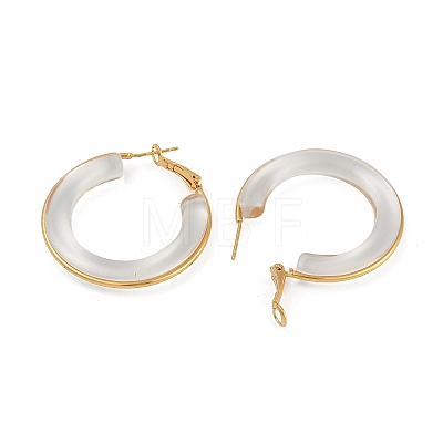 Brass with Transparent Resin Hoop Earrings EJEW-Q391-27G-1