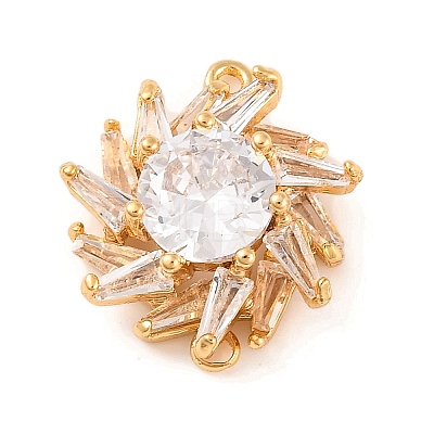 Brass Pave Clear Cubic Zirconia Connector Charms KK-S389-40G-1