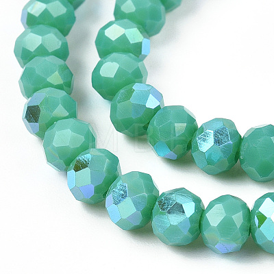 Electroplate Opaque Solid Color Glass Beads Strands EGLA-A034-P6mm-L25-1