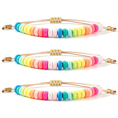 3Pcs Polymer Clay Beads Braided Bead Bracelets for Women NL7584-1-1